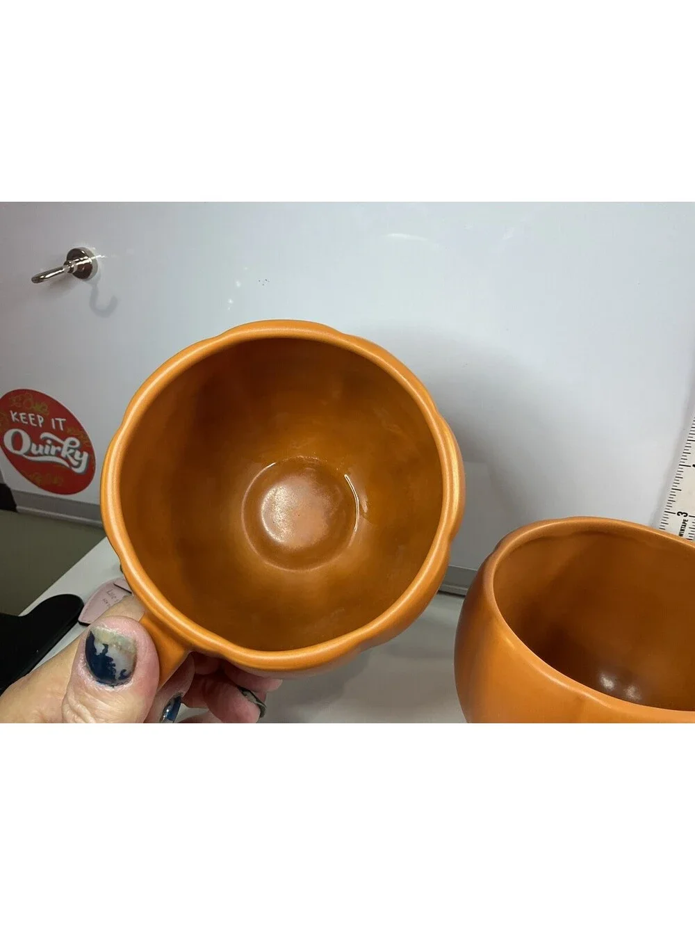 Pottery Barn Stonewear Pumpkin Mugs Set Of 4